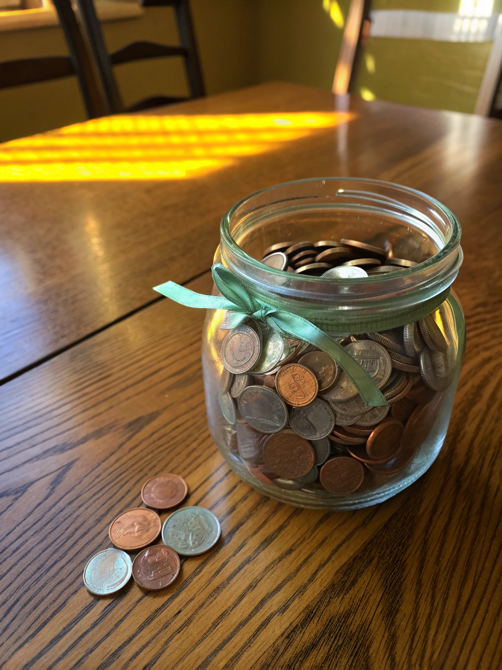 The donation jar filled with community support