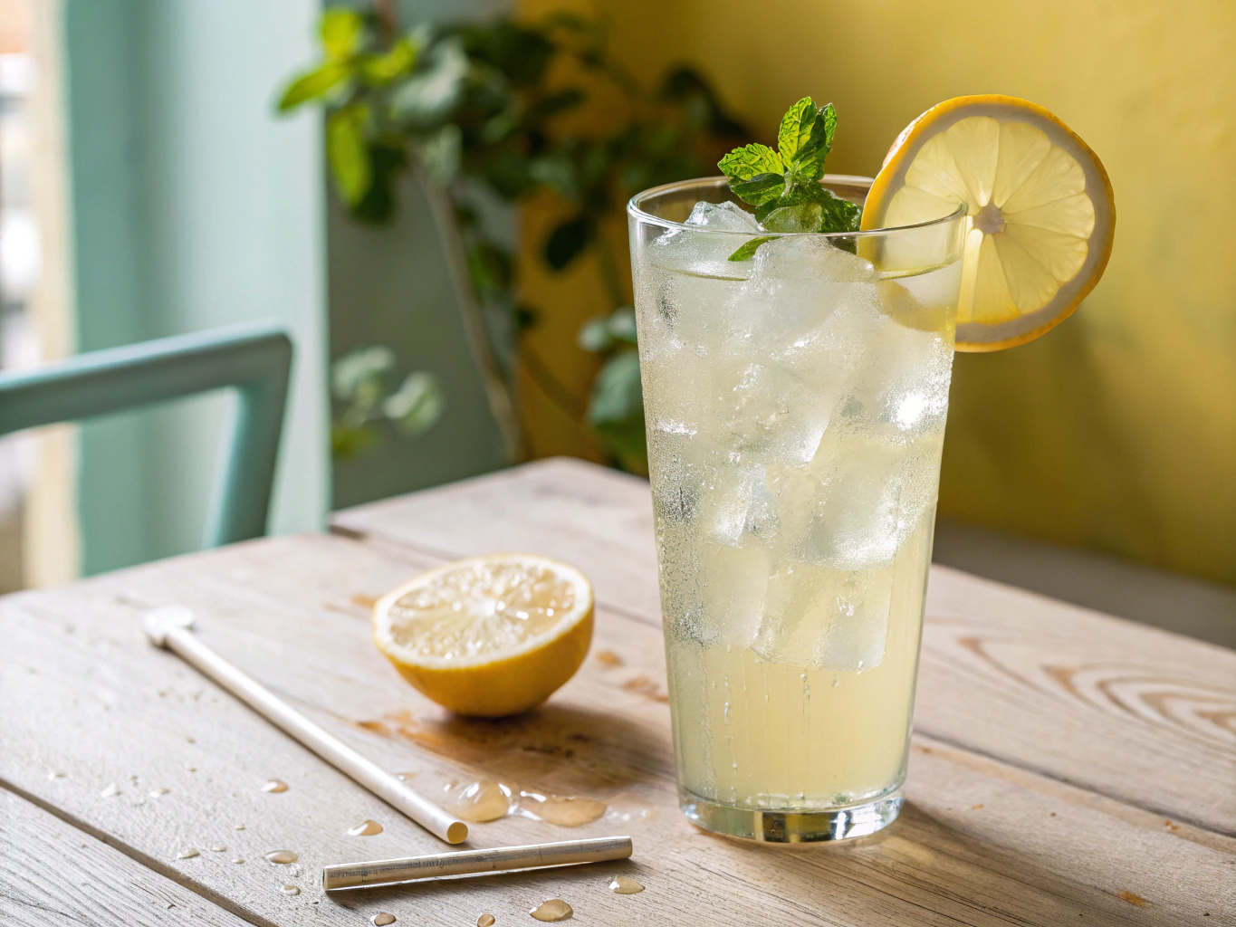 Refreshing lemonade being poured